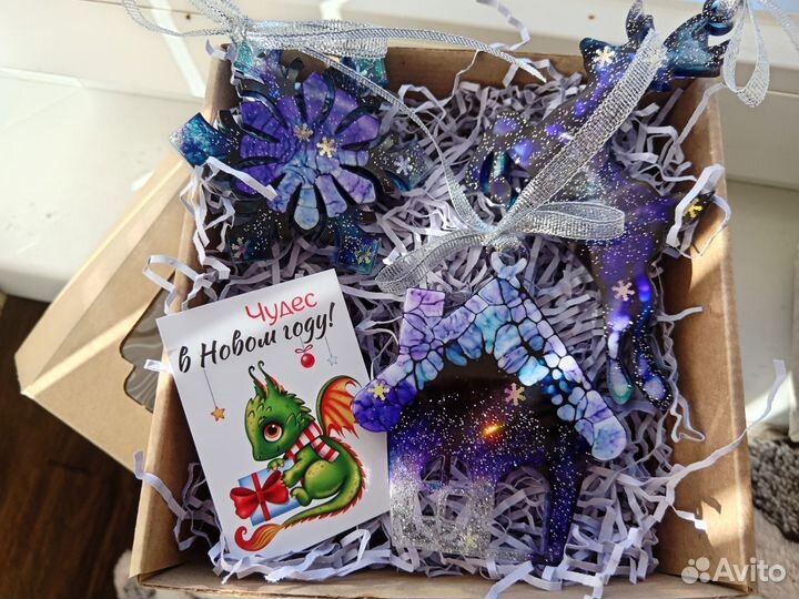 Наборы елочных игрушек из эпоксидной смолы