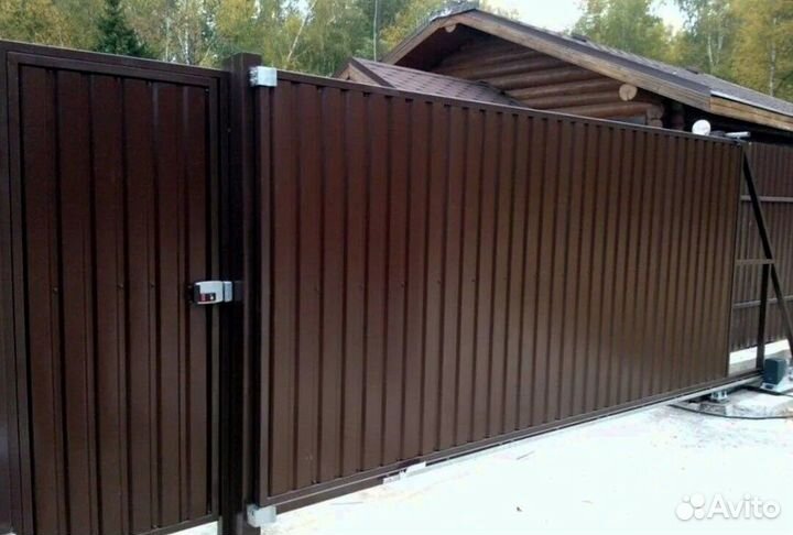 Каркас откатных ворот с калиткой