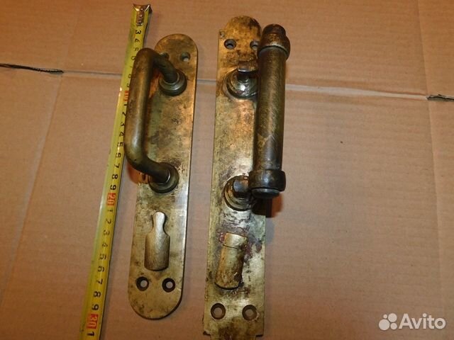 2 Антикварные, латунные,дверные ручки с борской ус