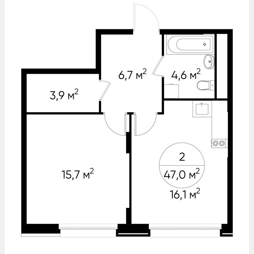 1-к. квартира, 47 м², 7/17 эт.
