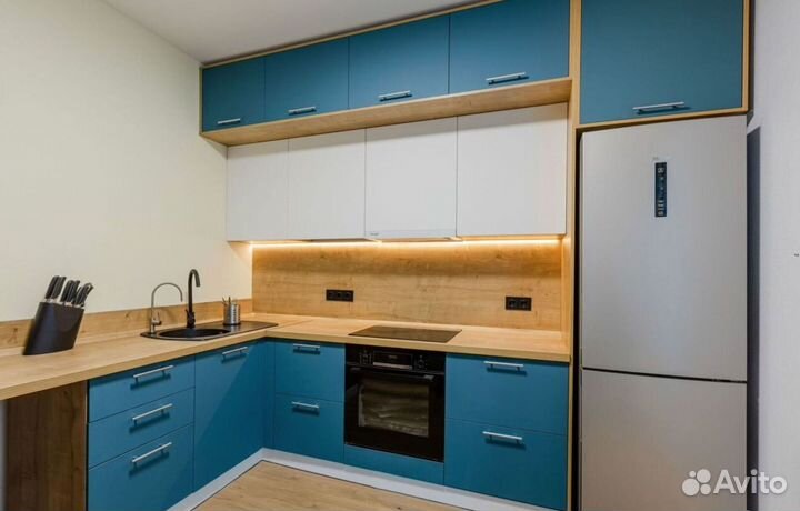 Кухня Голубая на заказ с гарантией