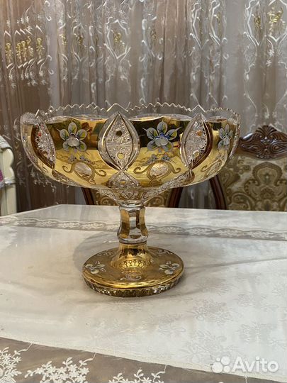 Ваза фруктовая,Чехия хрусталь лепка