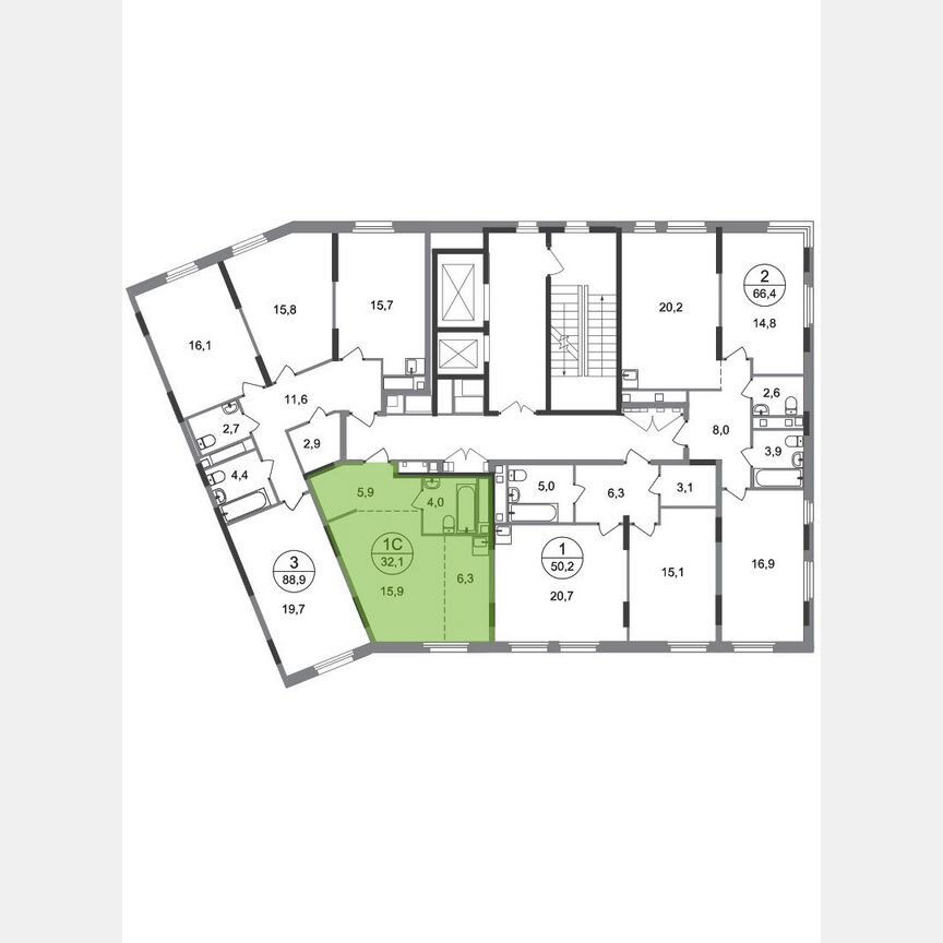 Квартира-студия, 32,1 м², 16/17 эт.