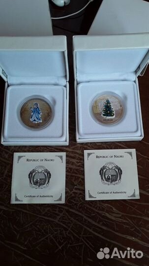 Монета 10 долларов Науру/ Nauru. Елка
