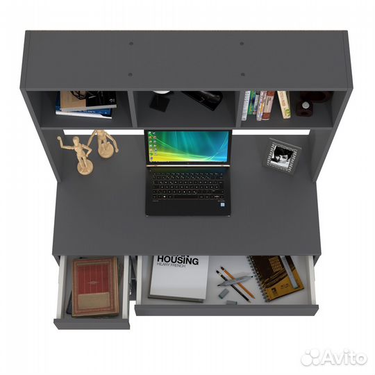 Стол компьютерный Mobi Комфорт 12.77F цвет тёмно-серый, 100х49,8х147 см, ун.сб