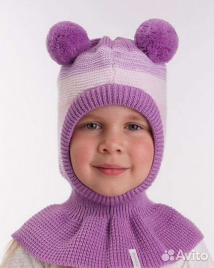 Шапка шлем для девочки демисезонная