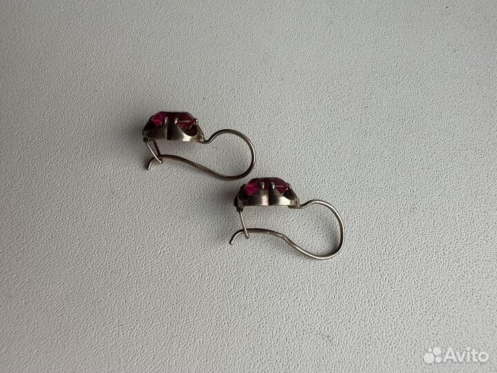 Серьги серебро 875 звезда СССР