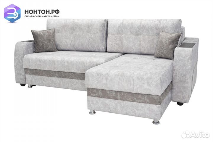 Диван угловой тик-так Бостон серый