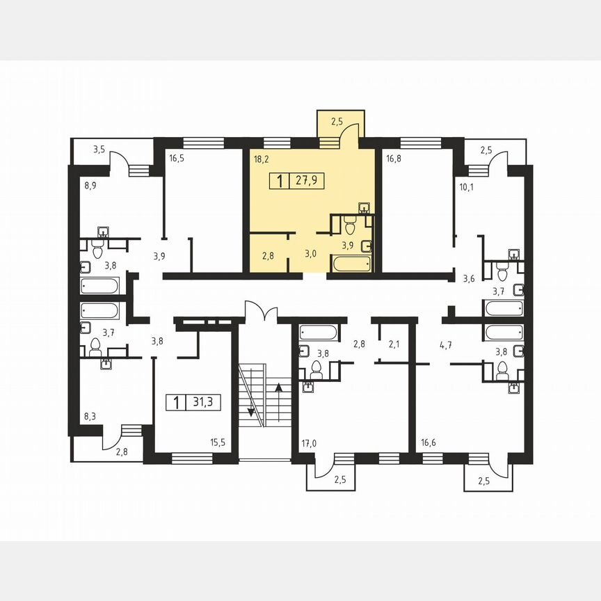 Квартира-студия, 27,9 м², 3/3 эт.