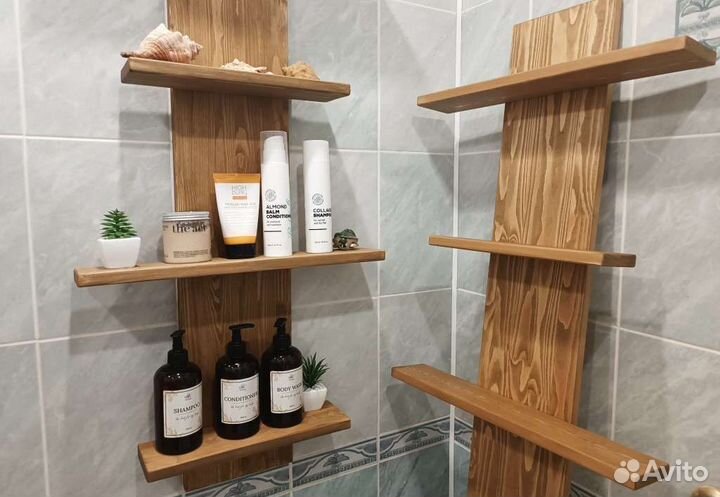 Полка в ванную из массива