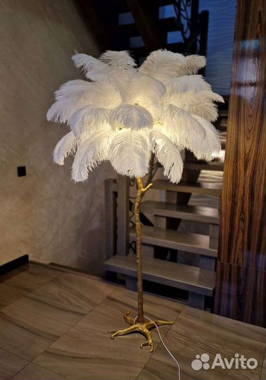 Торшер в виде пальмы palmera FL с перьями страуса