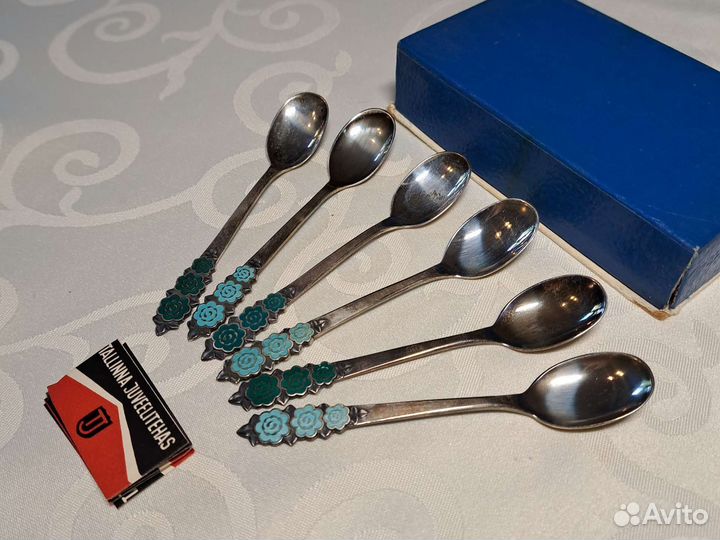 Серебрянные кофейные ложечки эмаль Таллин Новые