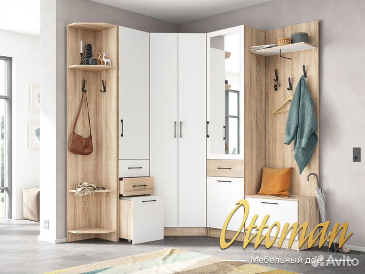 Шкаф пенал с пуфиком