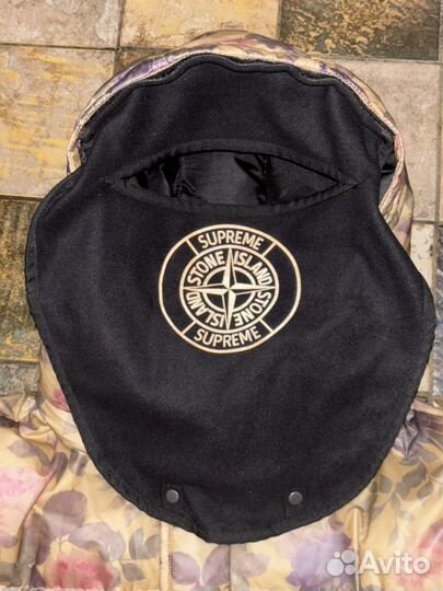 Пуховик stone island x supreme