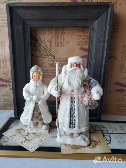 Дед мороз СССР и снегурочка ватная