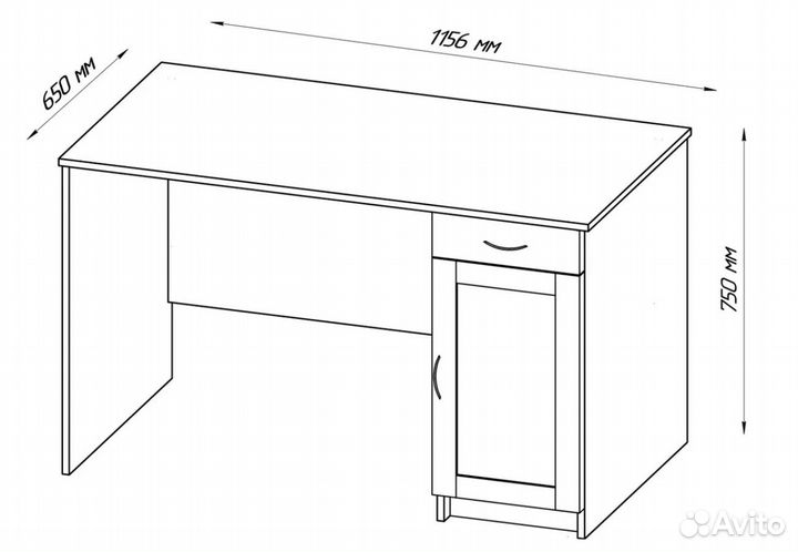 Стол письменный 2.03.06.030.1 Кастор 116х65 белый