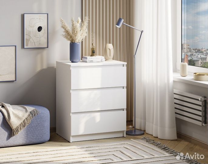 Комод три ящика Симпл Белый 60х76х46