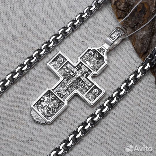 Крестик большой мужской серебряный Новый