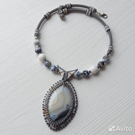 Кулон колье с агатом