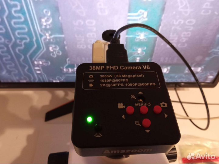 Тринокулярный микроскоп с камерой 38 Мп