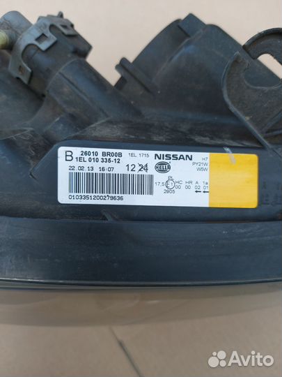 Фара передняя левая на nissan qashqai j10