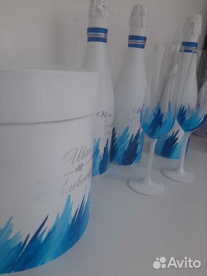 Свадебный набор, декор бутылок