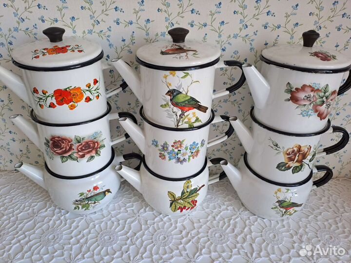 Чайники эмалированные СССР, посуда винтаж