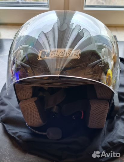 Мотоциклетный шлем 3/4 с bluetooth гарнитурой