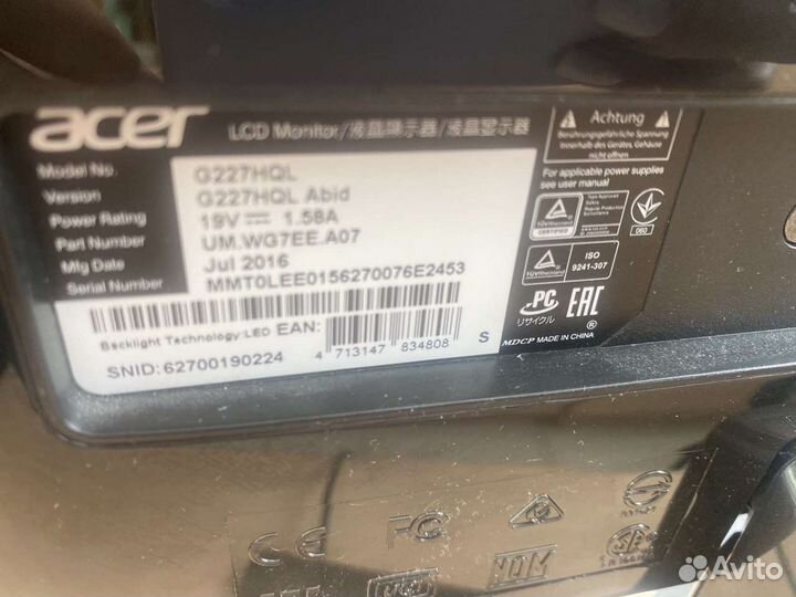 Монитор Acer g227hql