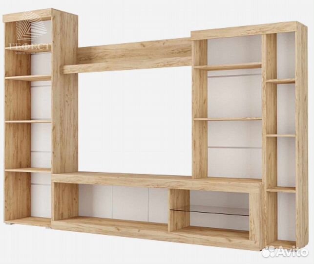 Гостиная бастон Дуб вотан-Белый глянец