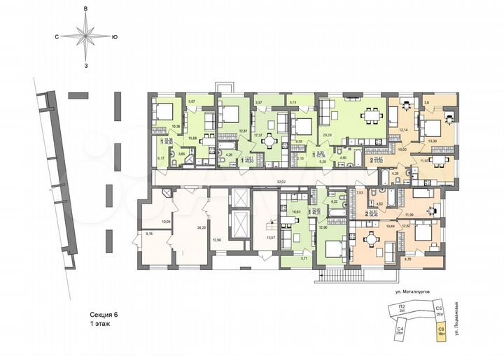 2-к. квартира, 58,5 м², 1/19 эт.