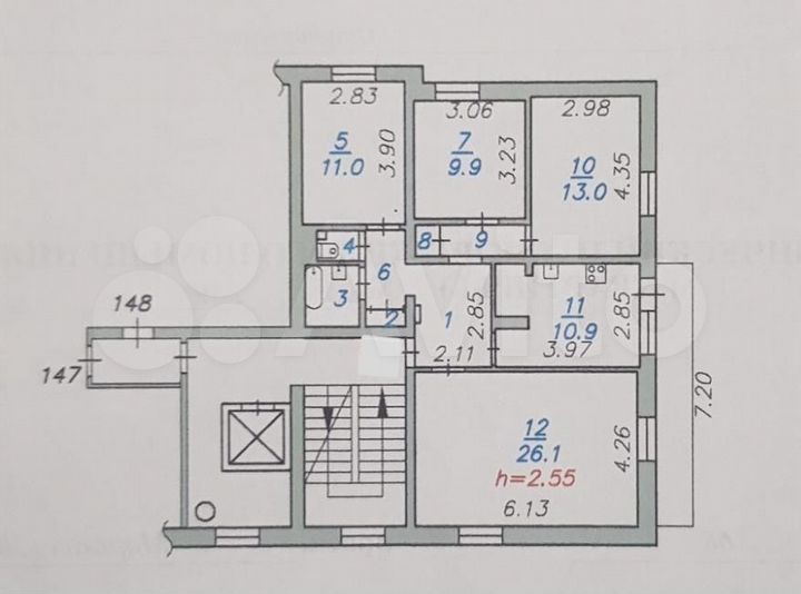 4-к. квартира, 86 м², 3/9 эт.