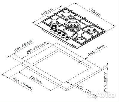 Газовая варочная панель Kuppersberg FS 73 X