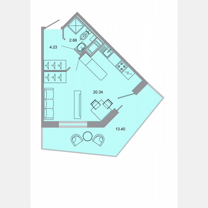 Квартира-студия, 30,6 м², 11/15 эт.