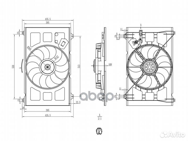 Электровентилятор охлаждения с Кожухом KIA RIO II