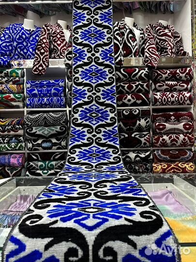 Узбекский шелковый бархат Бахмаль. Шелковый икат