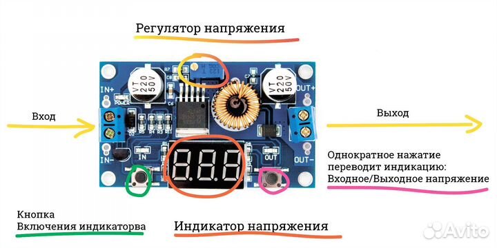 DC-DC преобразователь XL4015 с цифровым дисплеем