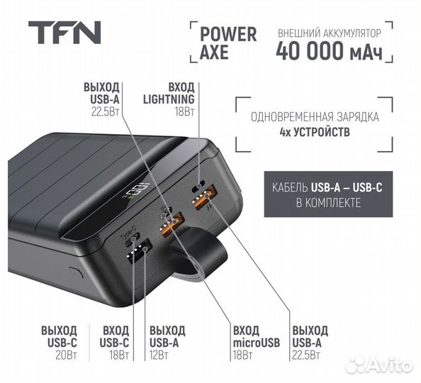 Повербанк/Powerbank/Внешний аккумулятор 40000mah