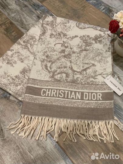 Теплый кашемировый палантин Dior бежевый
