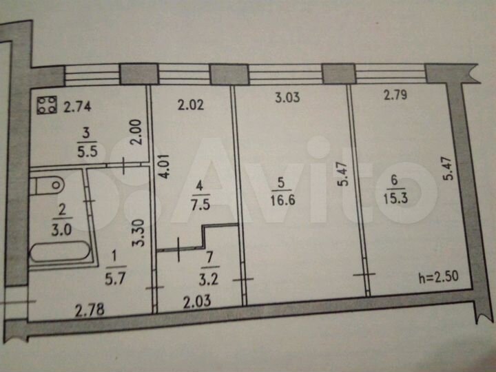 3-к. квартира, 56 м², 1/3 эт.