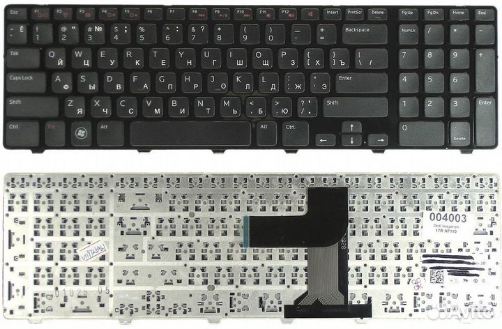 Клавиатура Dell N7110 17R черная с черной рамкой