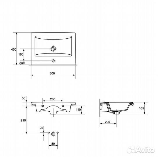 Тумба с раковиной Венеция Даниэль 60 подвесная