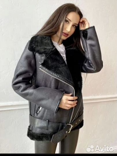 Дубленка авиатор женская 44