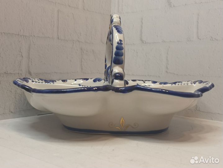 Гжель ваза менажница, авторская Бидак