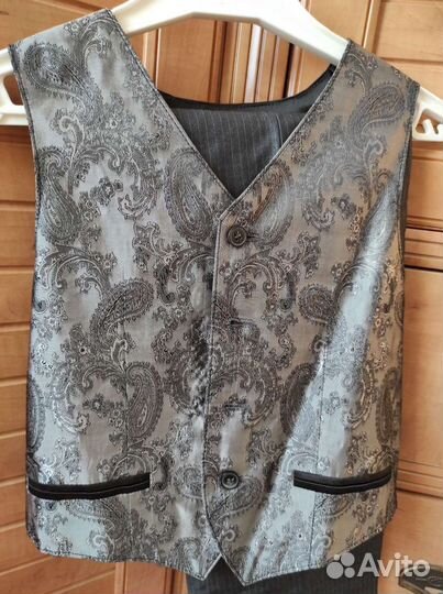 Школьный костюм тройка темно-синий жилет, брюки