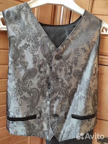 Школьный костюм тройка темно-синий жилет, брюки