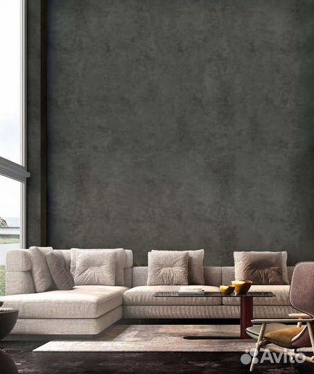 Итальянские обои dark grey real cement