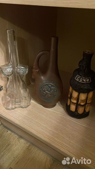 Бутылки декоративные коллекционные, глиняные