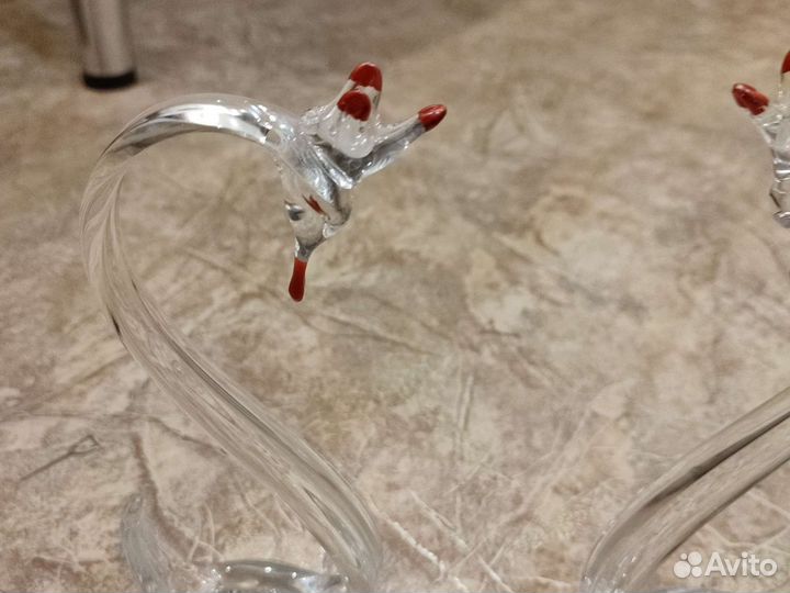 Стеклянные лебеди 2шт