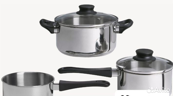 Набор посуды икеа аннонс 3 пр. хром